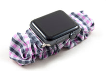 Load image into Gallery viewer, Grey Gingham Apple Watch Scrunchie Band
