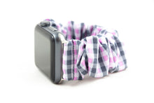 Load image into Gallery viewer, Grey Gingham Apple Watch Scrunchie Band
