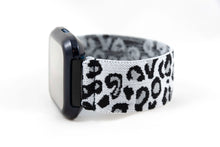 Load image into Gallery viewer, Black Grey & White Leopard Elastic Fitbit Watch Band