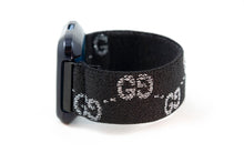 Load image into Gallery viewer, Fitbit Versa Elastic Watch Band - Sparkly Black Silver GG Pattern – Versa 1 / 2 / Lite