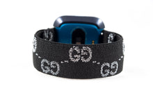 Load image into Gallery viewer, Fitbit Versa Elastic Watch Band - Sparkly Black Silver GG Pattern – Versa 1 / 2 / Lite