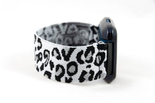 Load image into Gallery viewer, Black Grey & White Leopard Elastic Fitbit Watch Band