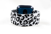 Load image into Gallery viewer, Black Grey & White Leopard Elastic Fitbit Watch Band
