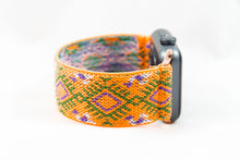Load image into Gallery viewer, Elastic Apple Watch Band - Orange Green Ethnic Pattern