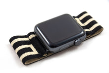 Load image into Gallery viewer, Black Beige Greek Key Wide Elastic Apple Watch Band