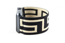 Load image into Gallery viewer, Black Beige Greek Key Wide Elastic Apple Watch Band