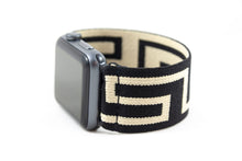 Load image into Gallery viewer, Black Beige Greek Key Wide Elastic Apple Watch Band