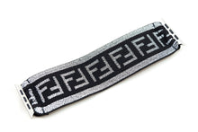 Load image into Gallery viewer, Elastic Apple Watch Band - Hand-Stitched - Sparkly Silver Black F Pattern Extra Wide Band - 38mm 42mm 40mm 44mm; All Series 1-6, SE