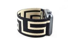 Load image into Gallery viewer, Black Beige Greek Key Wide Elastic Apple Watch Band