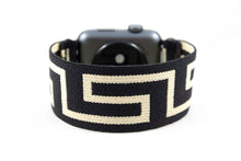 Load image into Gallery viewer, Black Beige Greek Key Wide Elastic Apple Watch Band