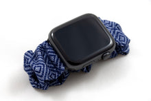 Load image into Gallery viewer, Navy Blue Diamond Pattern Apple Watch Scrunchie Band