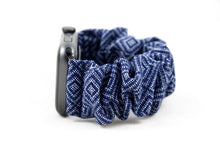 Load image into Gallery viewer, Navy Blue Diamond Pattern Apple Watch Scrunchie Band