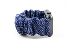 Load image into Gallery viewer, Navy Blue Diamond Pattern Apple Watch Scrunchie Band