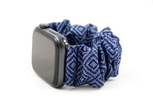 Load image into Gallery viewer, Navy Blue Diamond Pattern Apple Watch Scrunchie Band