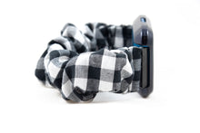 Load image into Gallery viewer, B&W Gingham Scrunchie Fitbit Watch Band