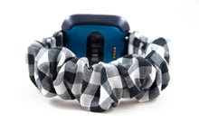 Load image into Gallery viewer, B&W Gingham Scrunchie Fitbit Watch Band