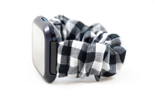 Load image into Gallery viewer, B&W Gingham Scrunchie Fitbit Watch Band