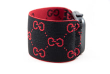 Load image into Gallery viewer, Elastic Apple Watch Band - Hand-Stitched - Black and Red GG Extra Wide Band - 38mm 42mm 40mm 44mm; All Series 1-6 & SE