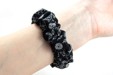 Load image into Gallery viewer, B&W Floral Scrunchie Fitbit Watch Band
