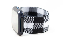 Load image into Gallery viewer, B&W Plaid Elastic Fitbit Watch Band