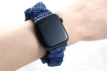 Load image into Gallery viewer, Navy Blue Diamond Pattern Apple Watch Scrunchie Band