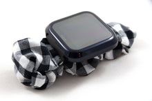 Load image into Gallery viewer, B&W Gingham Scrunchie Fitbit Watch Band