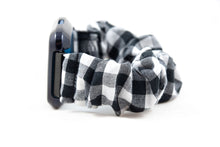 Load image into Gallery viewer, B&W Gingham Scrunchie Fitbit Watch Band
