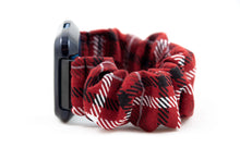 Load image into Gallery viewer, Red Plaid Scrunchie Fitbit Watch Band