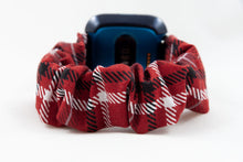 Load image into Gallery viewer, Red Plaid Scrunchie Fitbit Watch Band