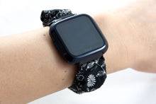 Load image into Gallery viewer, B&W Floral Scrunchie Fitbit Watch Band