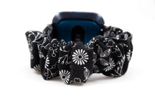 Load image into Gallery viewer, B&W Floral Scrunchie Fitbit Watch Band