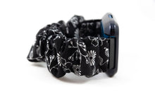 Load image into Gallery viewer, B&W Floral Scrunchie Fitbit Watch Band