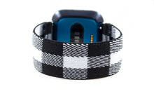 Load image into Gallery viewer, B&W Plaid Elastic Fitbit Watch Band
