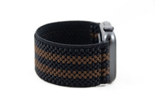 Load image into Gallery viewer, Wide Black & Brown Striped Elastic Apple Watch Band