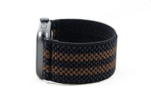 Load image into Gallery viewer, Wide Black & Brown Striped Elastic Apple Watch Band