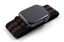 Load image into Gallery viewer, Wide Black & Brown Striped Elastic Apple Watch Band