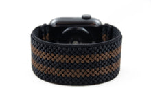 Load image into Gallery viewer, Wide Black & Brown Striped Elastic Apple Watch Band