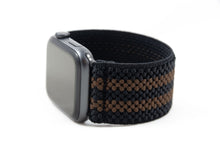 Load image into Gallery viewer, Wide Black & Brown Striped Elastic Apple Watch Band