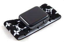 Load image into Gallery viewer, B&amp;W LV Pattern Extra Wide Elastic Apple Watch Band - Hand-Stitched
