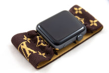 Load image into Gallery viewer, Brown LV Pattern Extra Wide Elastic Apple Watch Band - Hand-Stitched
