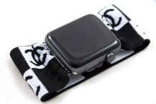 Load image into Gallery viewer, CC Checks Pattern Extra Wide Elastic Apple Watch Band - Hand-Stitched
