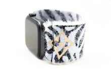 Load image into Gallery viewer, Zebra LV Pattern Extra Wide Elastic Apple Watch Band - Hand-Stitched
