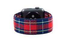 Load image into Gallery viewer, Red &amp; Blue Plaid Elastic Apple Watch Band
