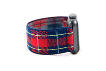 Load image into Gallery viewer, Red &amp; Blue Plaid Elastic Apple Watch Band
