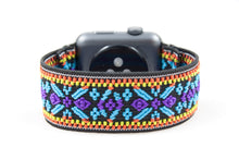 Load image into Gallery viewer, Blue Woven Ethnic Pattern Elastic Apple Watch Band
