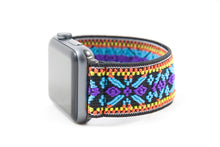 Load image into Gallery viewer, Blue Woven Ethnic Pattern Elastic Apple Watch Band
