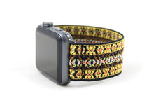 Load image into Gallery viewer, Yellow Black Woven Ethnic Pattern Elastic Apple Watch Band
