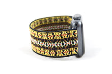 Load image into Gallery viewer, Yellow Black Woven Ethnic Pattern Elastic Apple Watch Band
