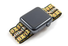Load image into Gallery viewer, Yellow Black Woven Ethnic Pattern Elastic Apple Watch Band
