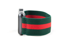 Load image into Gallery viewer, Green and Red Stripe Elastic Apple Watch Band
